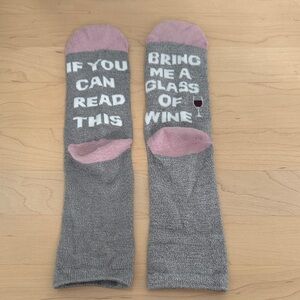 Gray and Pink Novelty Wine Socks